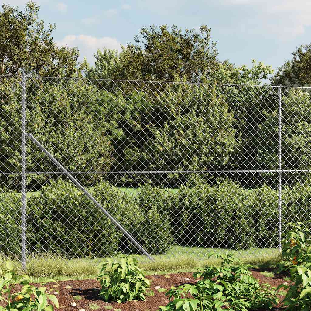 JUNG Vida Maschendrahtzaun mit Bodenhülsen Silbern 1,6x10 m