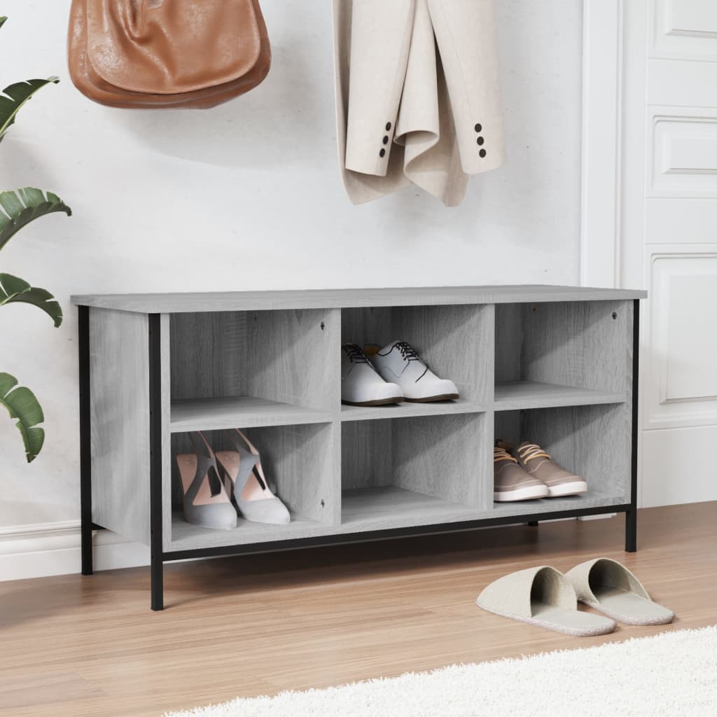 JUNG Vida Schuhregal Grau Sonoma 100x35x50 cm Holzwerkstoff