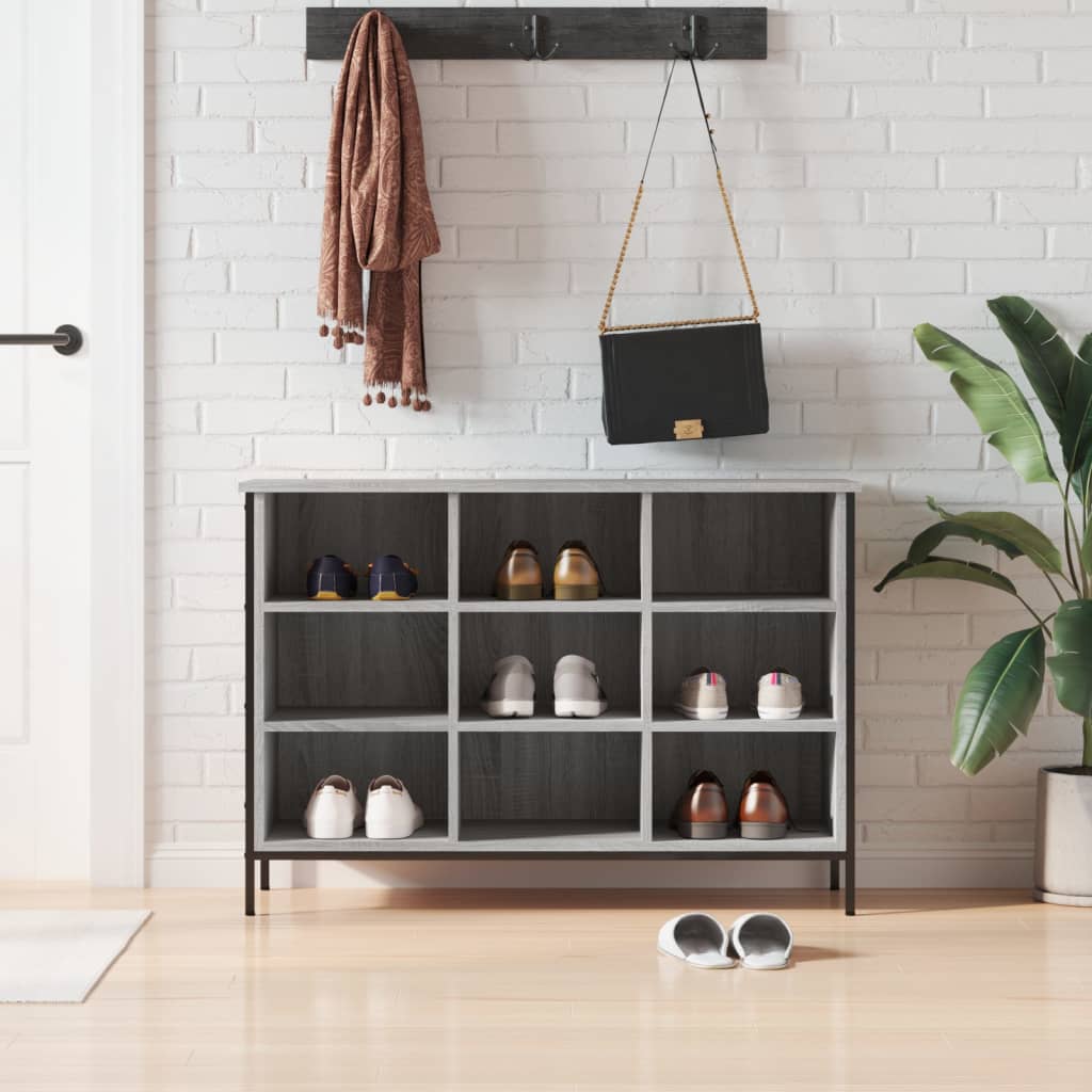 JUNG Vida Schuhregal Grau Sonoma 100x35x70 cm Holzwerkstoff