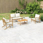 JUNG Vida 4-tlg. Garten-Lounge-Set mit Cremeweißen Kissen Bambus