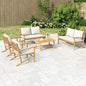 JUNG Vida 5-tlg. Garten-Lounge-Set mit Cremeweißen Kissen Bambus