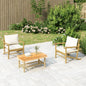 JUNG Vida 3-tlg. Garten-Lounge-Set mit Kissen Creme Bambus