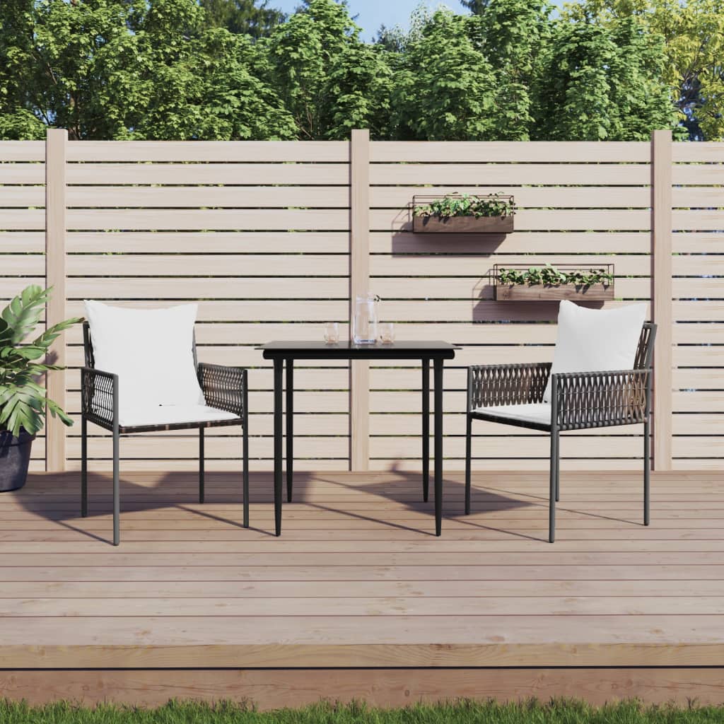 JUNG Vida Gartenstühle mit Kissen 2 Stk. Braun 54x61x83 cm Poly Rattan