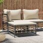 JUNG Vida Gartenhocker mit Beige Kissen Poly Rattan
