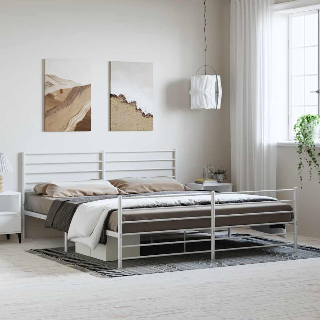 JUNG Vida Bettgestell mit Kopf- und Fußteil Metall Weiß 183x213 cm