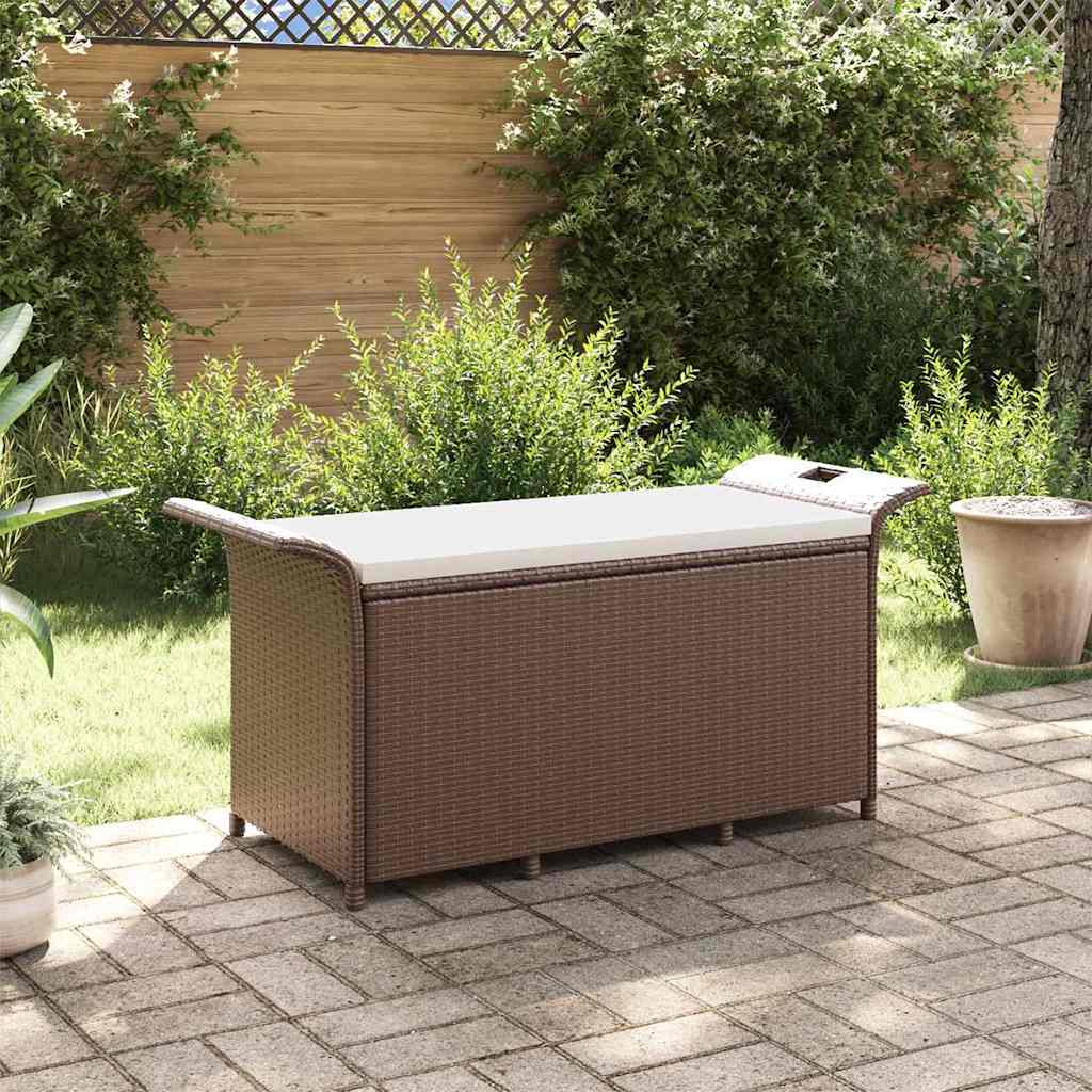 JUNG Vida Gartenbank mit Kissen Braun 116x46x57 cm Poly Rattan