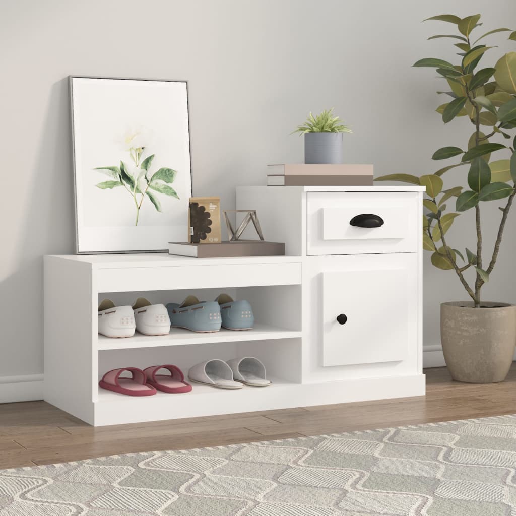JUNG Vida Schuhschrank Weiß 100x42x60 cm Holzwerkstoff
