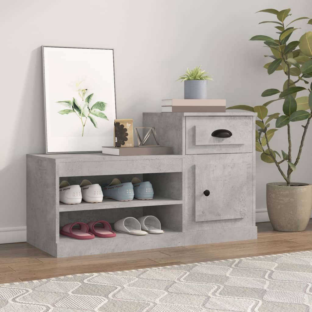 JUNG Vida Schuhschrank Betongrau 100x42x60 cm Holzwerkstoff