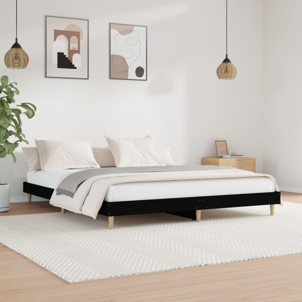 JUNG Vida Bettgestell Schwarz 200x200 cm Holzwerkstoff