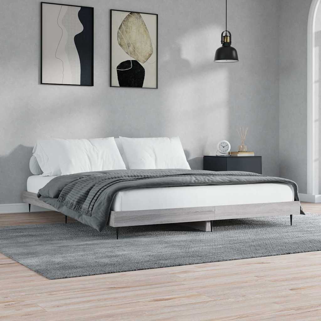JUNG Vida Bettgestell Grau Sonoma 200x200 cm Holzwerkstoff