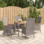 JUNG Vida 5-tlg. Garten-Essgruppe mit Kissen Grau Poly Rattan