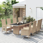 JUNG Vida 9-tlg. Garten-Essgruppe mit Kissen Beige Poly Rattan