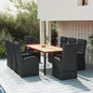 JUNG Vida 9-tlg. Garten-Essgruppe mit Kissen Schwarz Poly Rattan