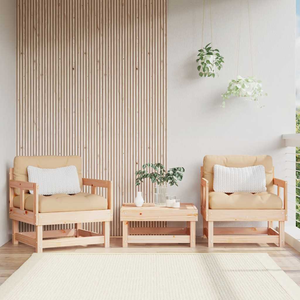 JUNG Vida Gartenstühle mit Kissen 2 Stk. Massivholz Kiefer