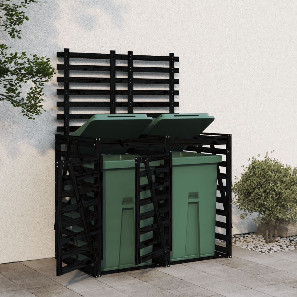 JUNG Vida Mülltonnenbox für 2 Tonnen Schwarz Massivholz Kiefer