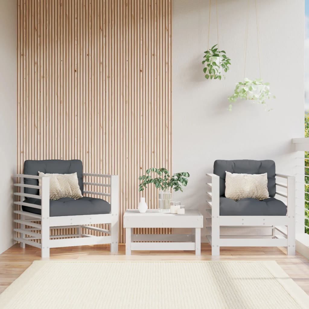 JUNG Vida Gartenstühle 2 Stk. Weiß Massivholz Kiefer