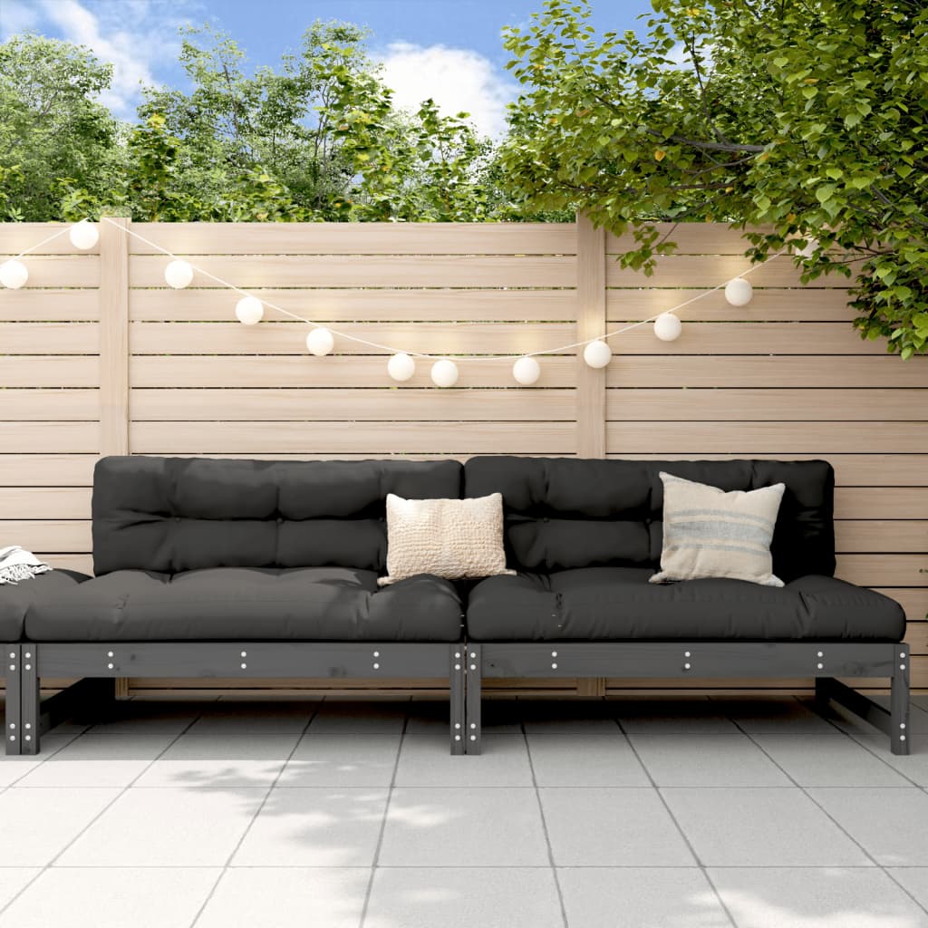 JUNG Vida Garten-Mittelsofas 2 Stk. Grau 120x80 cm Massivholz Kiefer