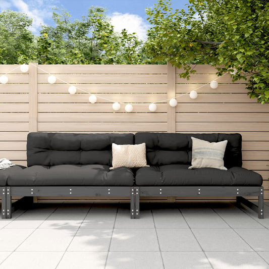 JUNG Vida Garten-Mittelsofas 2 Stk. Grau 120x80 cm Massivholz Kiefer
