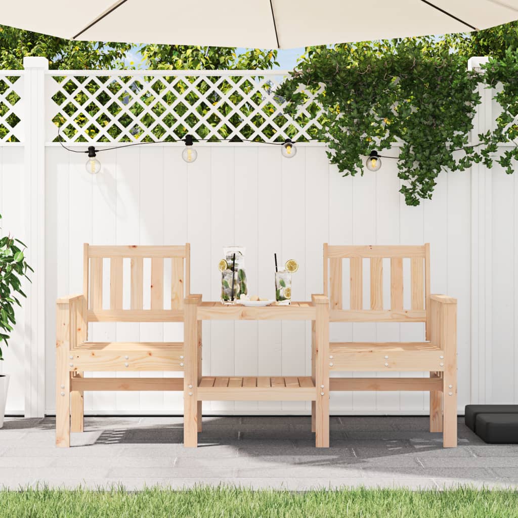 JUNG Vida Gartenbank mit Tisch 2-Sitzer Massivholz Kiefer