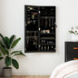 JUNG Vida Schmuckschrank mit Spiegel Wandmontage Schwarz 37,5x10x106 cm