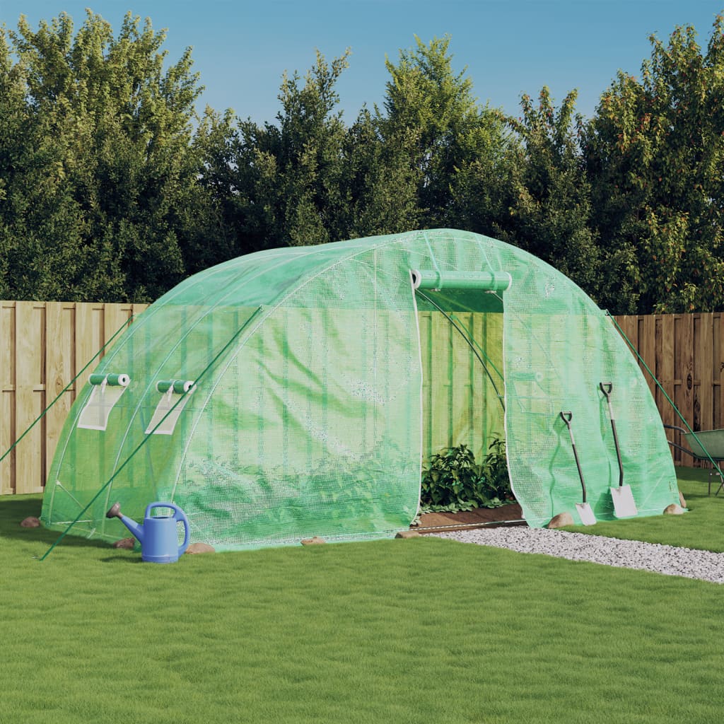 JUNG Vida Gewächshaus mit Stahlrahmen Grün 10 m² 5x2x2,3 m