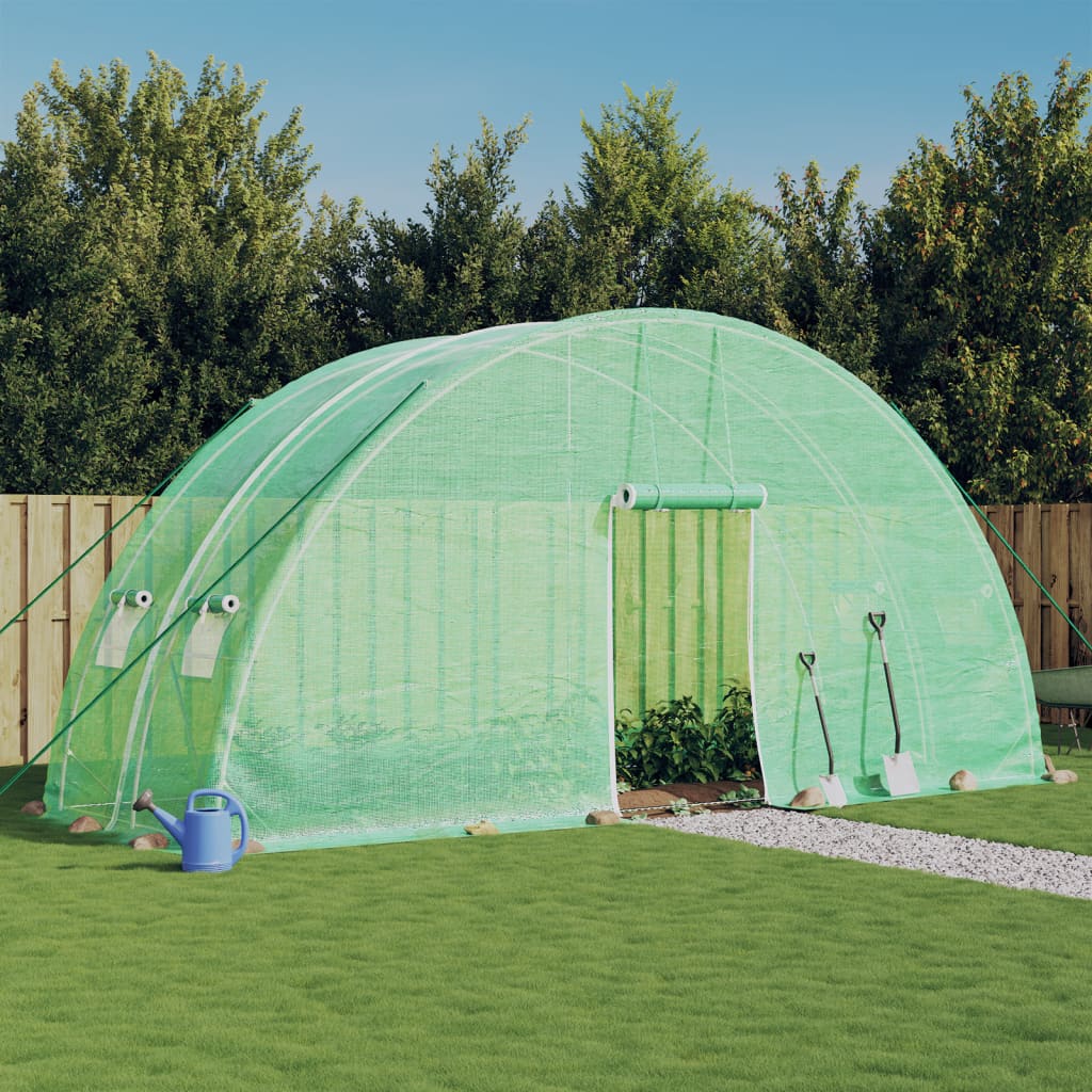 JUNG Vida Gewächshaus mit Stahlrahmen Grün 12 m² 6x2x2,85 m