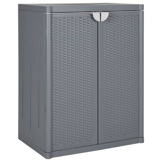 JUNG Vida Gartenschrank Grau 65x45x88 cm PP Rattan-Optik