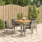 JUNG Vida 5-tlg. Garten-Essgruppe mit Kissen Grau Poly Rattan