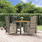 JUNG Vida 5-tlg. Garten-Essgruppe mit Kissen Grau Poly Rattan