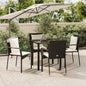 JUNG Vida 5-tlg. Garten-Essgruppe mit Kissen Schwarz Poly Rattan