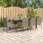 JUNG Vida 9-tlg. Garten-Essgruppe mit Kissen Schwarz und Grau Poly Rattan