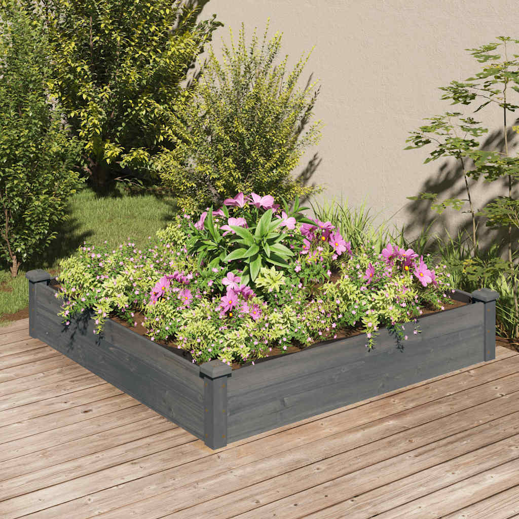 JUNG Vida Hochbeet mit Einsatz Grau 120x120x25 cm Massivholz Tanne