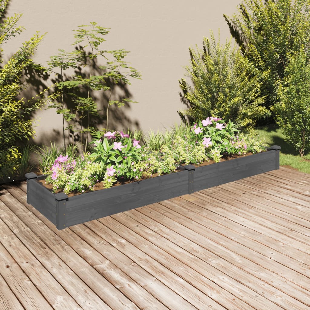 JUNG Vida Hochbeet mit Einsatz Grau 240x60x25 cm Massivholz Tanne
