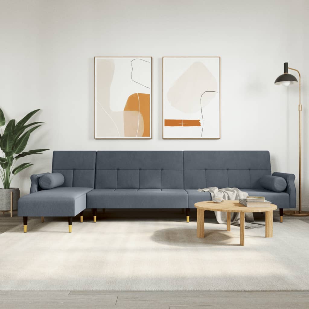 JUNG Vida Schlafsofa in L-Form Dunkelgrau 271x140x70 cm Samt