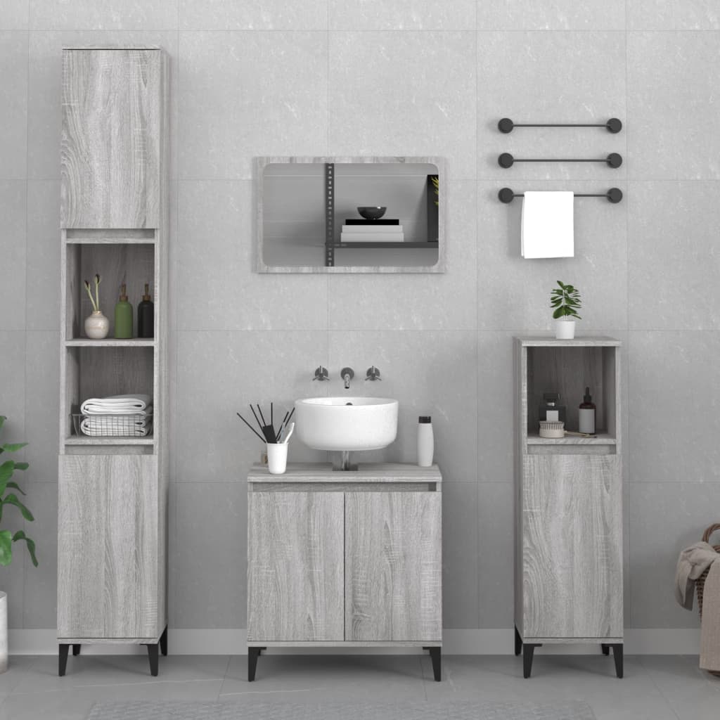 JUNG Vida 3-tlg. Badmöbel-Set Grau Sonoma Holzwerkstoff