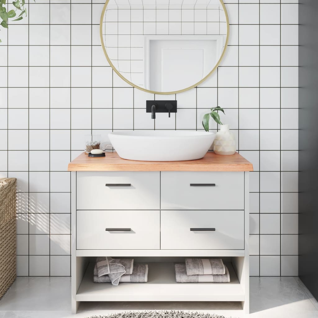 JUNG Vida Waschtischplatte Hellbraun 100x50x(2-4) cm Massivholz Behandelt