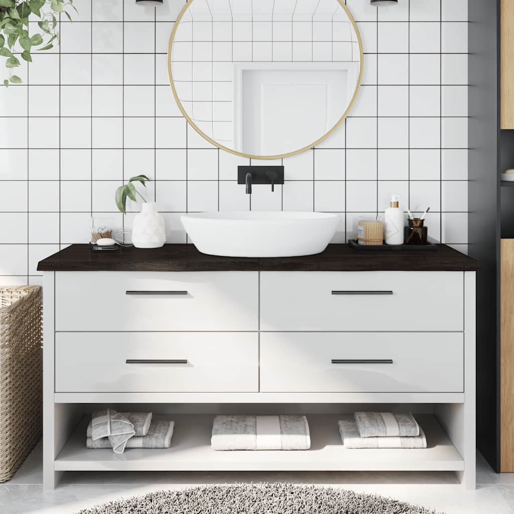 JUNG Vida Waschtischplatte Dunkelbraun 160x50x(2-4)cm Massivholz