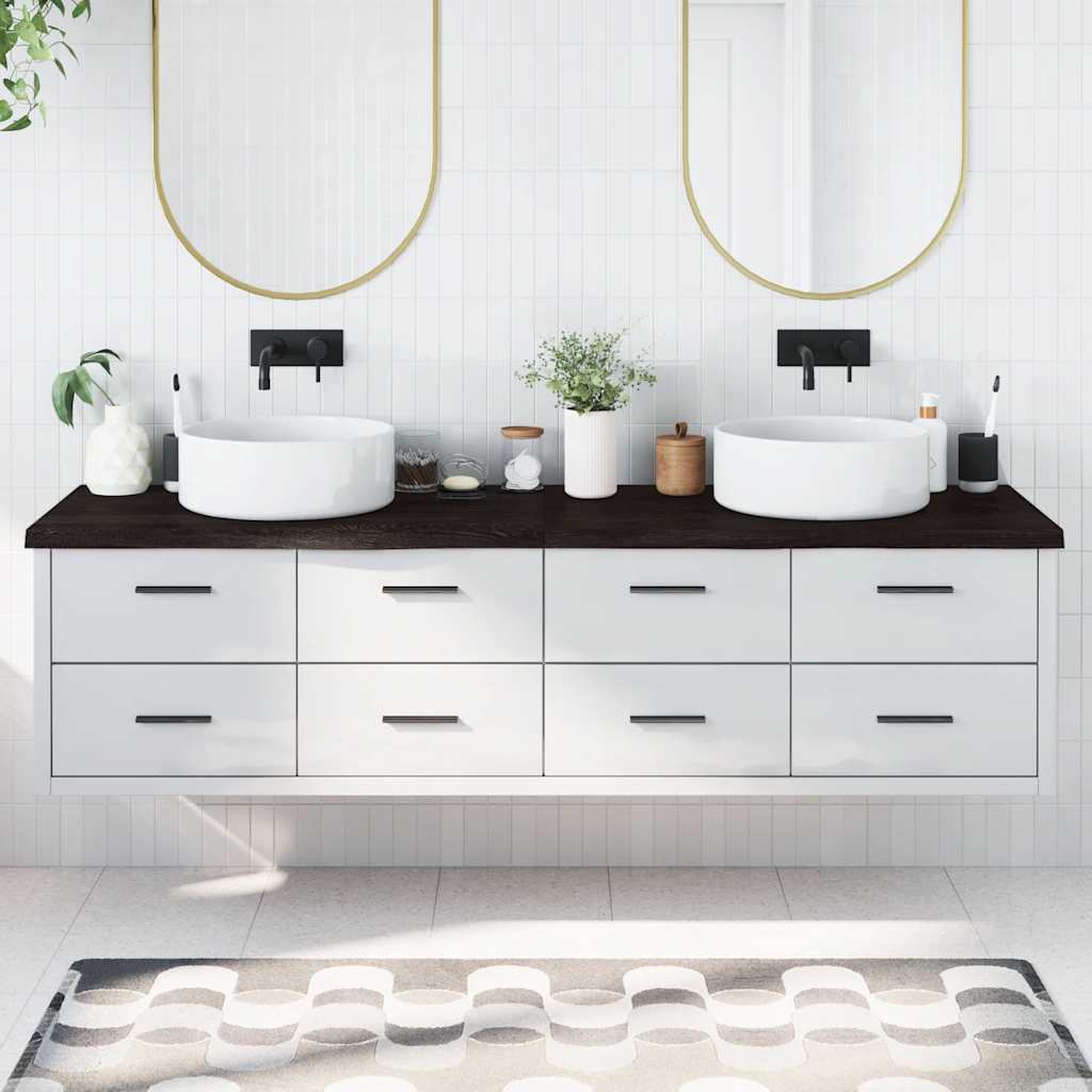 JUNG Vida Waschtischplatte Dunkelbraun 200x50x(2-4)cm Massivholz
