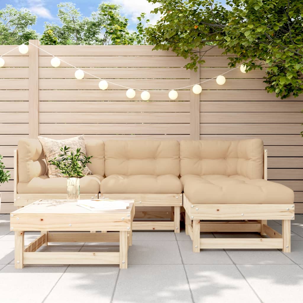 JUNG Vida 5-tlg. Garten-Lounge-Set mit Kissen Massivholz
