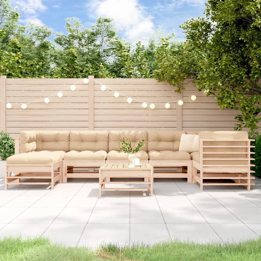 JUNG Vida 8-tlg. Garten-Lounge-Set mit Kissen Massivholz