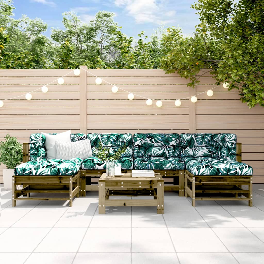 JUNG Vida 7-tlg. Garten-Lounge-Set mit Kissen Imprägniertes Kiefernholz