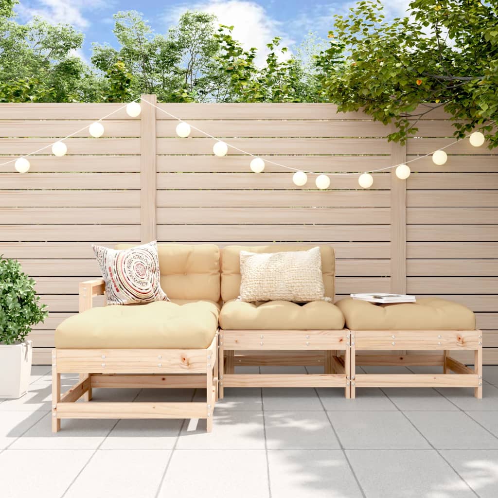 JUNG Vida 4-tlg. Garten-Lounge-Set mit Kissen Massivholz
