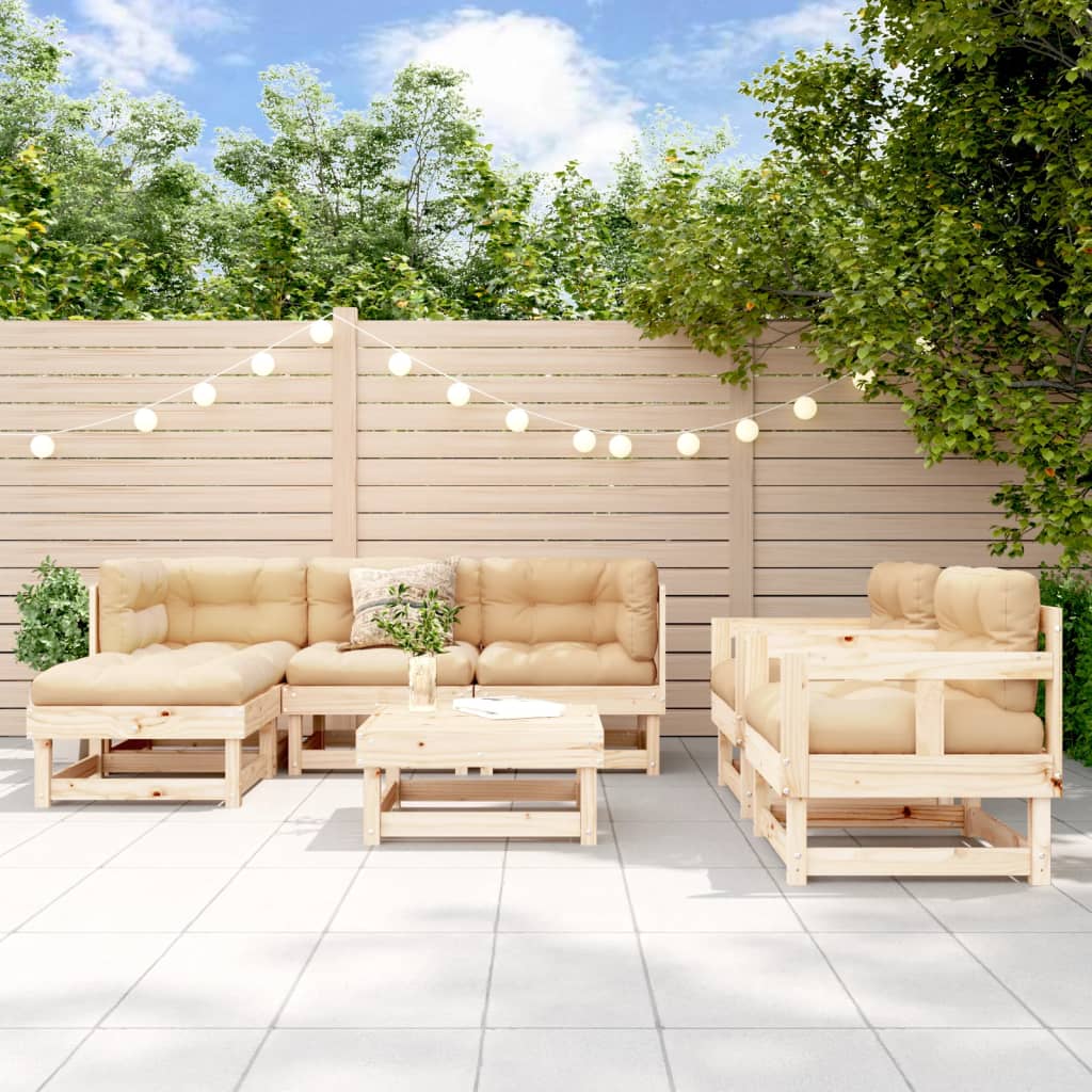 JUNG Vida 7-tlg. Garten-Lounge-Set Massivholz Kiefer