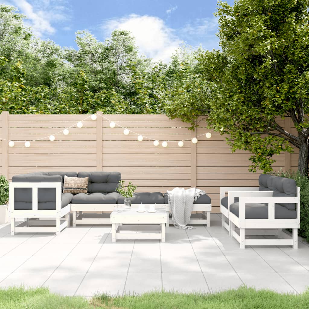 JUNG Vida 8-tlg. Garten-Lounge-Set Weiß Massivholz Kiefer