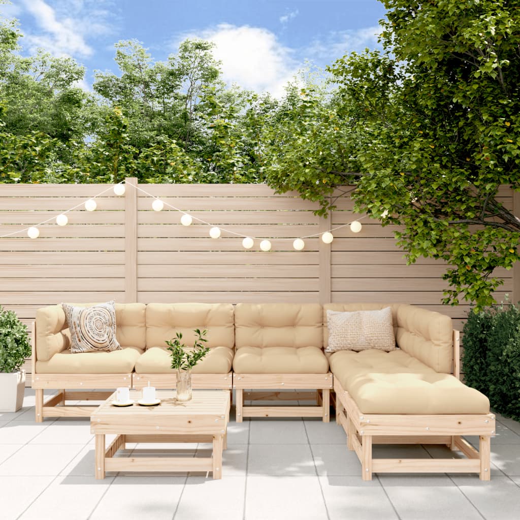 JUNG Vida 7-tlg. Garten-Lounge-Set Massivholz Kiefer
