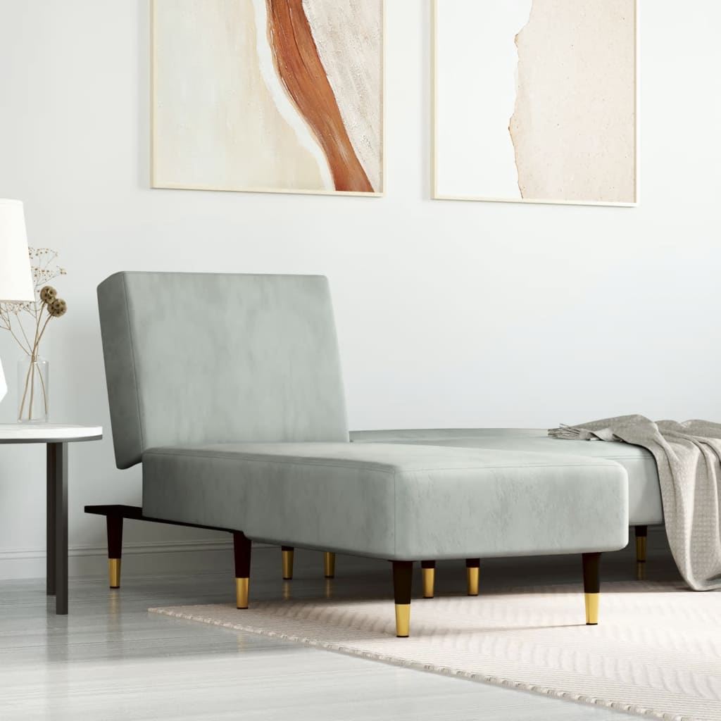 JUNG Vida Chaiselongue Hellgrau Samt