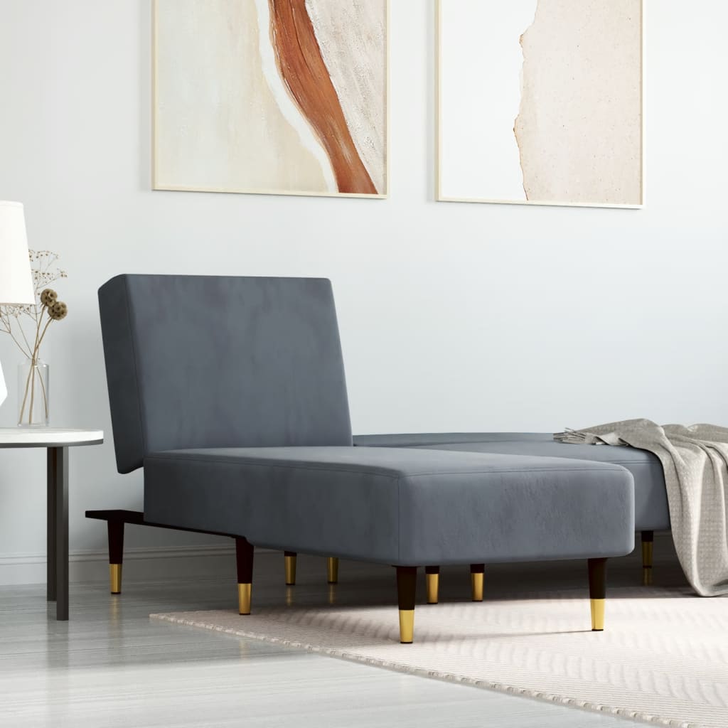 JUNG Vida Chaiselongue Dunkelgrau Samt