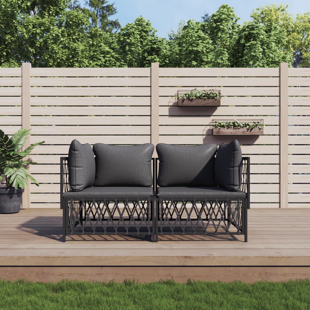 JUNG Vida 2-tlg. Garten-Lounge-Set mit Kissen Anthrazit Stahl
