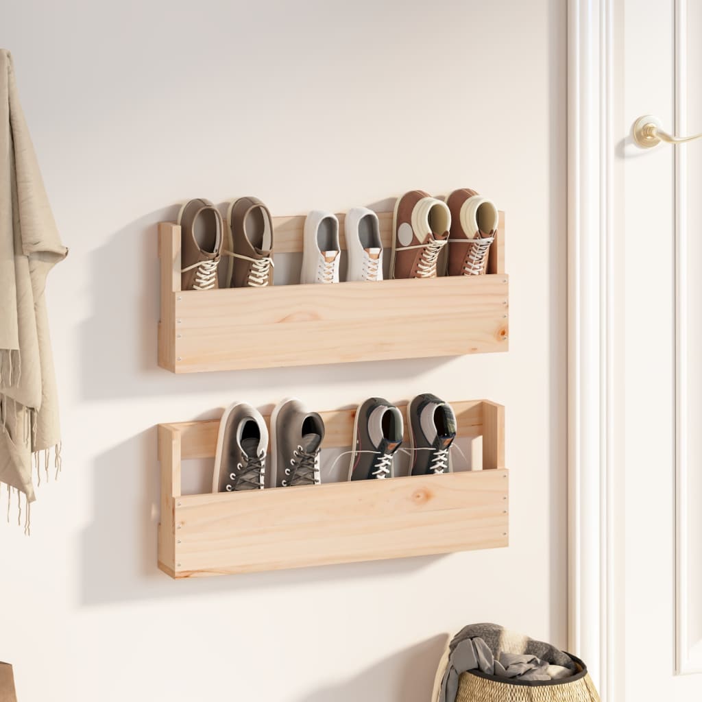 JUNG Vida Wand-Schuhregale 2 Stk. 59x9x23 cm Massivholz Kiefer