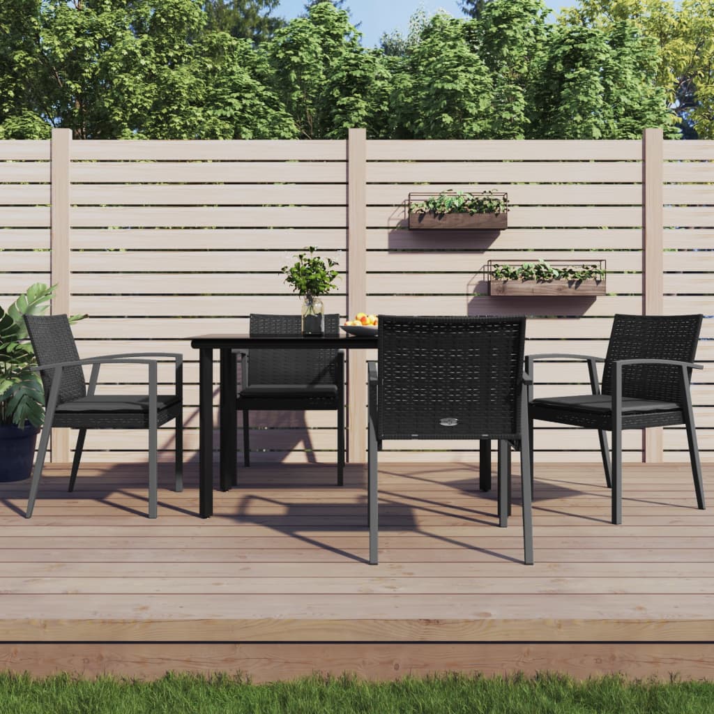 JUNG Vida 5-tlg. Garten-Essgruppe mit Kissen Poly Rattan und Stahl